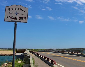USA, Massachusetts, Marthas Vineyard, Edgartown Causeway Bridge Color Photography Print Wall Art