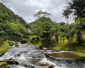 Colombia, Santa Rosa de Cabal - Termales Cascades River Steps Color Photography Print Wall Art