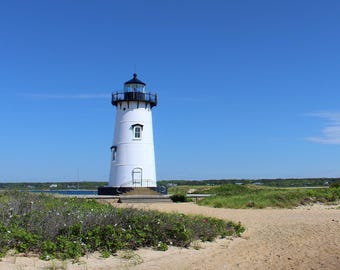 USA, Massachusetts, Marthas Vineyard, Dune Grass Beach Lighthouse Color Photography Print Wall Art
