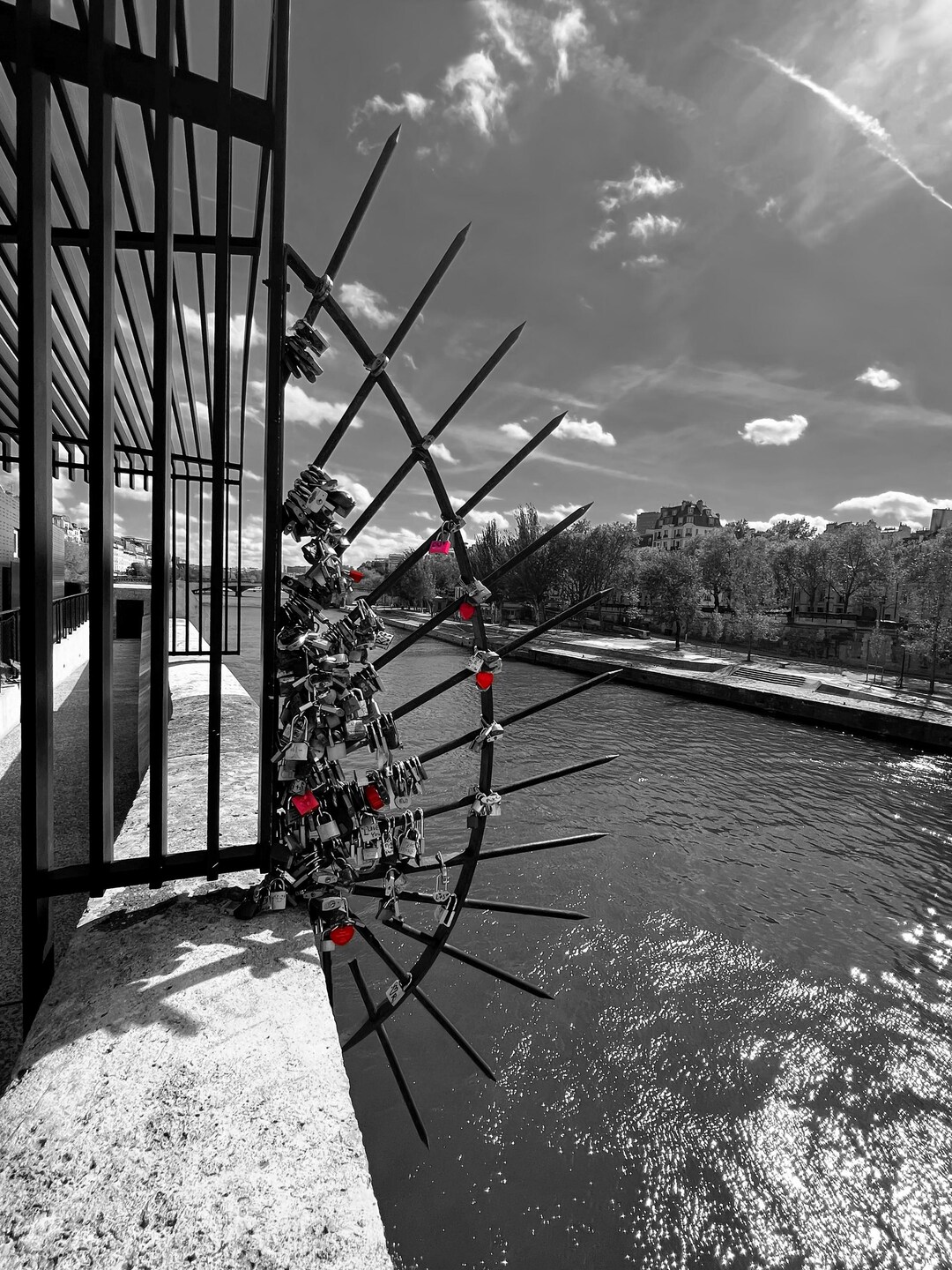 Seine Railing Seine River View Through Iron Railing, Paris France Selective Color ...