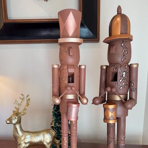 24” (Pair) Hand-Painted Wooden Nutcracker – Luxe Holiday Decor | Custom Color Nutcracker | Statement Christmas Piece