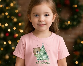 Kids Christmas Tshirt, Christmas Bear Shirt, Cute Holiday Design for Kids, Gift for Children, Christmas Tree Tshirt, Christmas Bear Gift.