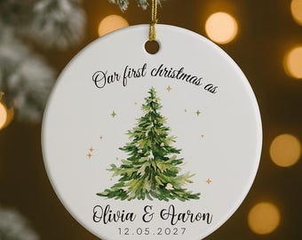 Personalized Christmas Ornament for Couples | Wedding Gift | First Christmas Married Keepsake | Mr & Mrs Ornament | Custom Wedding Ornament