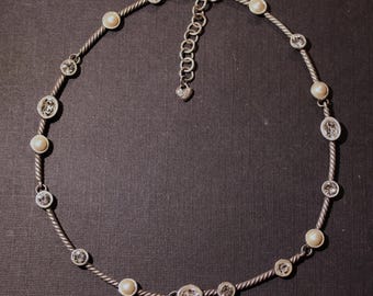 Brighton Monte Carlo Pearl Crystals on 6 Roped Bars of Necklance  (K)