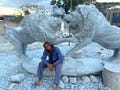 Fighting Lions Serpentine  Stone shona  Sculpture by Tendekayi T Tandi product logo