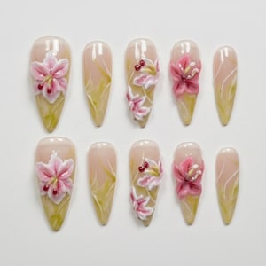 Pink Lily Nails - Etsy