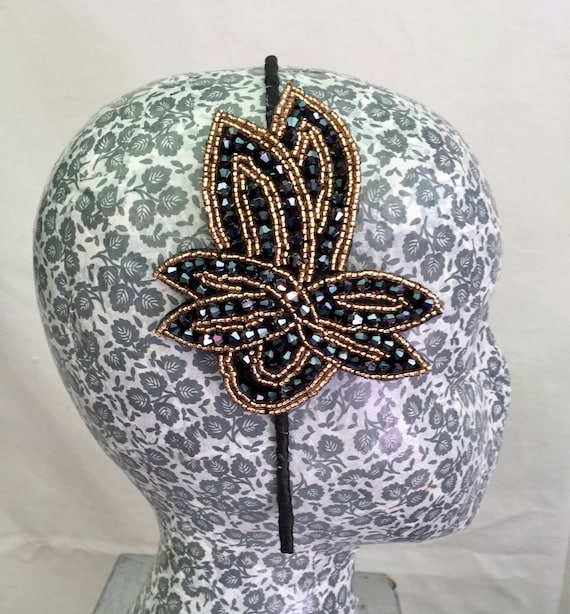 Black and Gold Rhinestone Headband - Etsy display picture 3