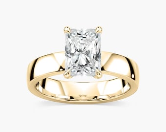 Anillo solitario de diamante cultivado en laboratorio de 3 quilates con certificación IGI, joya nupcial brillante, anillo hecho a mano solo para ti, anillo de regalo de aniversario.