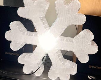 3D Printed LED Snowflake Lamp – Holiday & Winter Decor