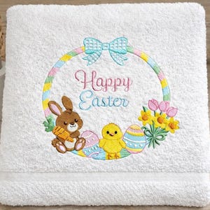 Frohe Ostern Stickdatei Hase Küken Kranz, Ostern Maschinenstickdatei PES DST JEF VP3 Sofortiger Download