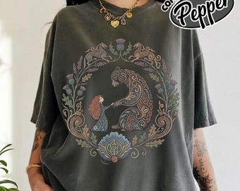 Comfort Color Retro Pixar Brave Floral Shirt, Disney Merida Princess And Elinor Queen Bear Tee, Disneyland Family Holiday Trip Gifts YSYS13