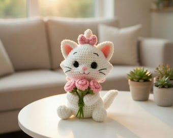 Multiple Marie Cat Crochet Amigurumi, Handmade Disney Inspired Kitten, Cute Coquette Decor Gif Y-28032612C