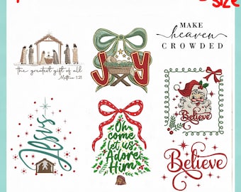 Christliche Weihnachten Stickerei Bundle, 7 Design Krippe JOY Jesus Baum Santa Believe, Urlaub Maschinenstickdateien