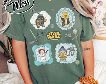 Comfort Color Star Wars Winnie the Pooh Shirts, Disney Parody Tee, Jedi Pooh Shirt, Galaxy Edge Disneyworld Shirts, Disney Trip Tee YS1U10