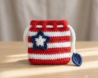 Multiple Crochet Mini Pouch Drawstring Coin Purse Handmade Small Makeup Bag Cute Coin Pouch Earbud Holder Summer Gift for Her Y-20052611C1