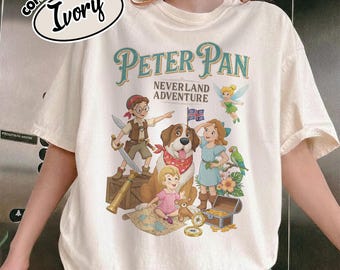 Comfort Color Peter Pan Neverland Adventure Shirt, Wendy Nana Vintage Peter Pan Disney T-shirt, Disneyland Family Trip YS1D10