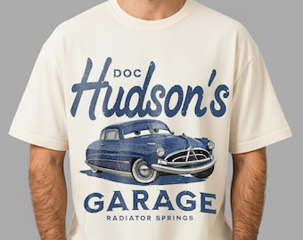 Retro Doc Hudson's Garage Shirt, Radiator Springs Doc Hudson Shirt, Pixar Cars, Men's Disneyland Tee, Cars Land Shirt, Boyfriend's Gift