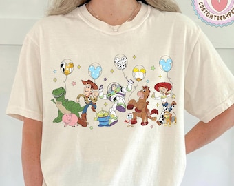 Camiseta Disney Toy Story con globos y colores cómodos, camiseta Disney World Toy Story, camiseta Disney familiar Toy Story, camiseta con personajes de películas, regalo Disney