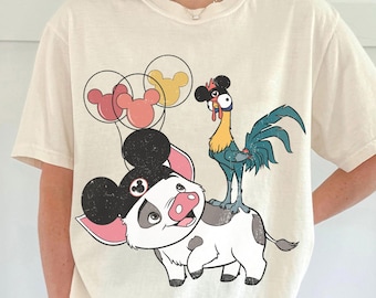 Camiseta de Moana de Disney, camiseta de Hei Hei y Pua, camiseta de la princesa Moana, camiseta de los globos de Disney, camiseta del Reino Mágico, camiseta de las princesas de Disney