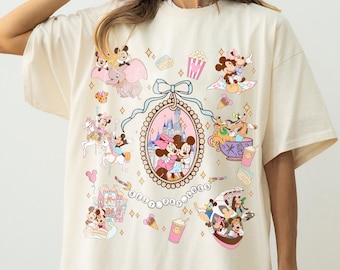 Camiseta retro con lazos de Mickey y Minnie, camiseta del Castillo de Walt Disney, viaje de chicas a Disney, WDW Magic Kingdom, camiseta a juego para chicas de Disneyland
