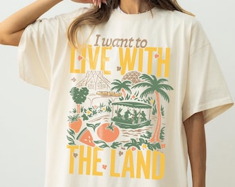 Camiseta retro de Epcot The Land, camiseta de agricultura de Epcot "Viviendo con la Tierra", camisetas de viajes familiares de Disney, camiseta de Magic Kingdom The Land