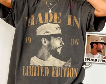 Personalised Vintage Photo And Year Shirt, Custom Photo Birthday Shirt, Vintage 40th Birthday Shirt, 30th Birthday Gift, 40th Birthday Gift