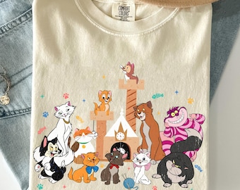 Camiseta de los gatos de Disney, camiseta de Figaro Cheshire de Marie Toulouse Berlioz, regalo familiar navideño de Magic Kingdom Disneyland