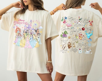 Disney Prinzessinnen Shirt, Aquarell Magic Castle Prinzessinen Shirt, Disney Prinzessinnen Signature Sketch Sweatshirt, Disneyland Familien Reise T-Shirts