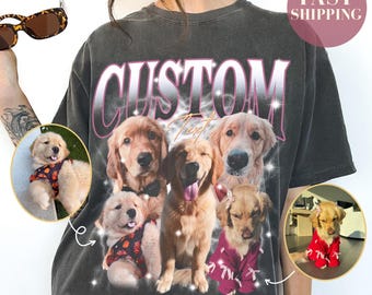 Comfort Colors® Custom Vintage Bootleg Pet Shirt Pet Photo + Name Custom Dog Portrait Personalized Shirt Custom T Shirts Cat Shirt 90's Tee