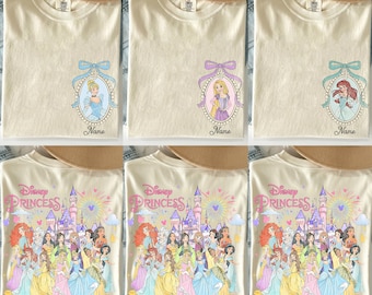 Retro Personalized Disney Princess Characters Shirts, Disneyland Princess Shirt, Disney Girly Trip, Disneyworld Shirt, Rapunzel, Cinderella