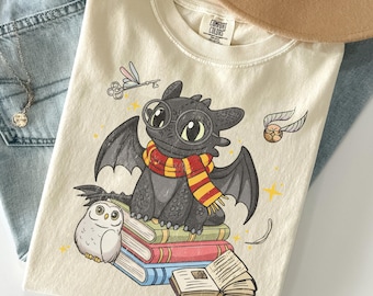 Magical Dragon Comfort Colors Shirt, Universal Studios Outfit Tee, Wizard Fantasy Shirt, Movie Theme Park Outfit, Cute Dragon Wizard Tee