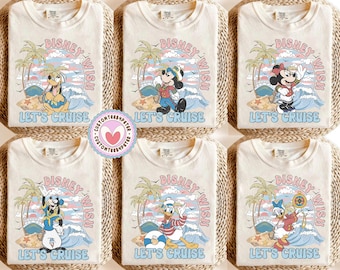Anpassen von Charakteren Disney Cruise Shirt, Mickey & Friends Family Cruise Trip Tee, Let's Cruise, Disney Wish Dream Magic Wonder Fantasy