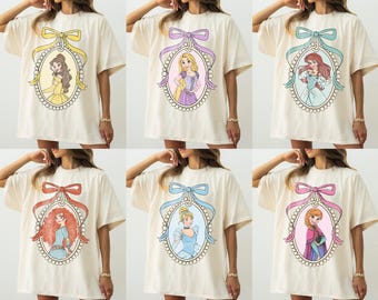 Disney Princess Comfort Colors Shirt, Cinderella Snow White Ariel Belle Rapunzel Tee, Girl Disney Trip Shirt, Princess Castle Sketch Shirt
