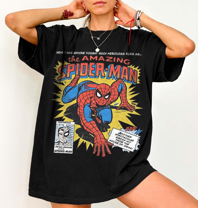 レトロなディズニーのスパイダーマンTシャツ、マーベルのアベンジャーズTシャツ、ヴィンテージのスパイダーマンコミックTシャツ、スパイダーマンTシャツ、ディズニーのスパイダーシャツ 画像 5
