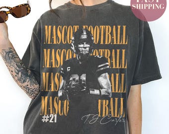 Custom Football Player Photos Shirt: Football Mascot Shirt With Name & Number, Senior Football Mom Shirt, Family Game Day Matching Tee