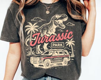 Vintage Jurassic Park comfort kleuren shirts, retro T-Rex dinosaurus T-shirt, Jurassic Park-logo shirt, Disneyland Adventure shirt, Dino Lover cadeau
