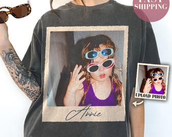 Custom Your Photo + Name Shirt, Personalized Picture Tee, Girlfriend or Boyfriend, Upload Your Own Image, Vintage Custom Photo Gift