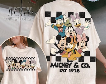 Vintage Mickey & Co Est 1928 Shirt, Mickey And Friends Shirt, Disney Family Vacation Checkered Shirt, Disneyland Shirt, Disney Trip 2026 Tee