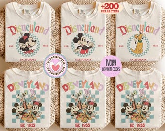Vintage Disneyland Est 1955 Shirt, Mickey And Friends Shirt, Disney Family Vacation Checkered Shirt, Disneyland Shirt, Disney Trip 2026 Tee