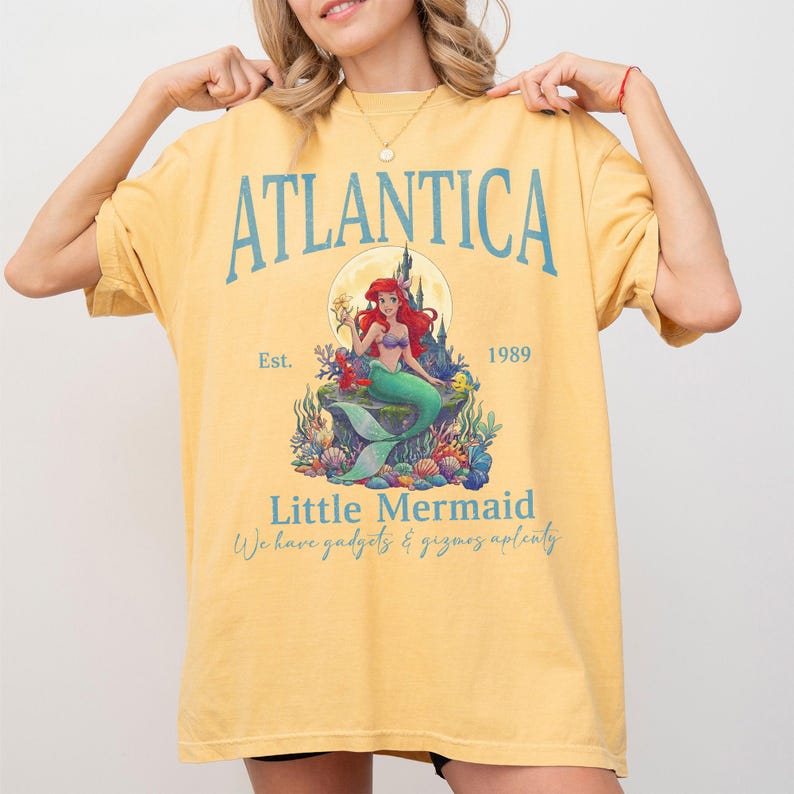 Disney Lilla Sjöjungfrun-tröja, Atlantica est 1989-tröja, Ariel sjöjungfru-tröja, Disney Prinsess-tröja, Vintage Retro Ariel-tröja, Disney-tröja bild 5