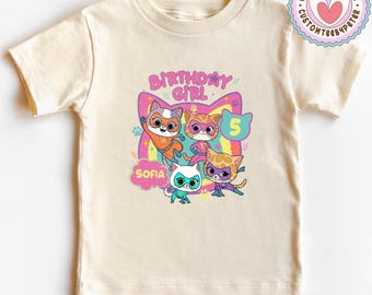 SuperKitties Birthday Girl Shirt, Custom Super Cat Kids Tee, Disney Family Matching Tees, Personalized Kitties Party Theme Sweatshirt