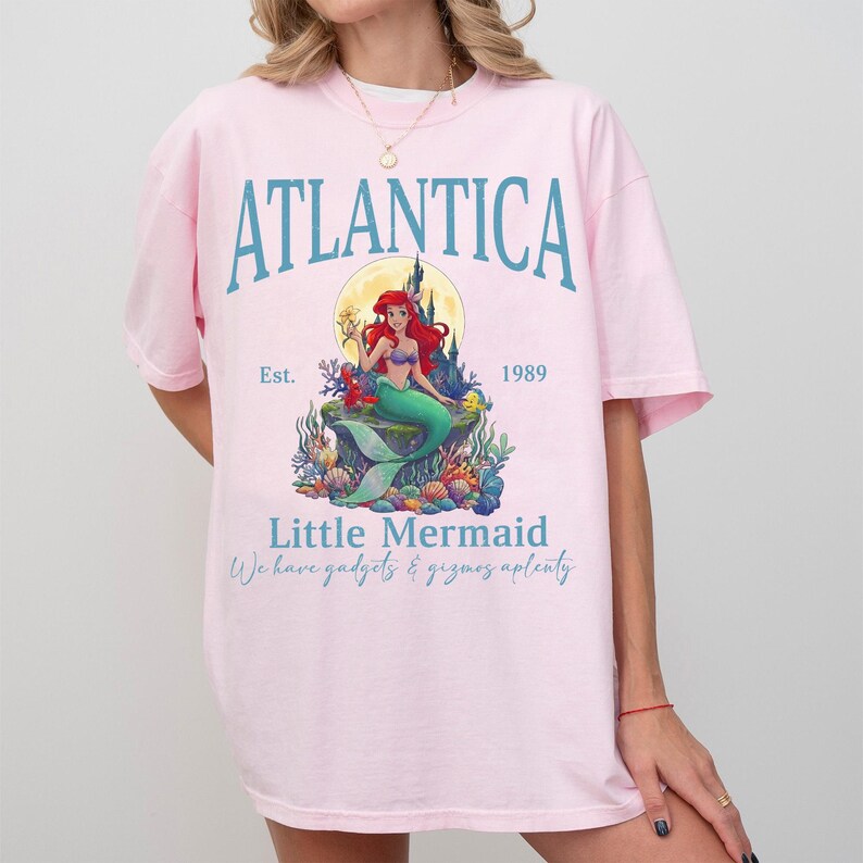 Disney Lilla Sjöjungfrun-tröja, Atlantica est 1989-tröja, Ariel sjöjungfru-tröja, Disney Prinsess-tröja, Vintage Retro Ariel-tröja, Disney-tröja bild 4