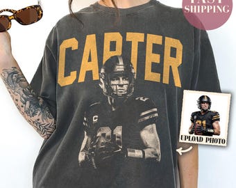 Comfort Colors® Custom Football Mom Shirt, Personalized Player Name and Photo Tee, Game Day Mom Gift