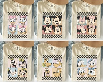 Retro Mickey and Friends Checkered Shirt, Disneyworld Family Vacation Shirts, Disneyland Family Trip Shirt, Magic Kingdom Shirt, Disney Tee