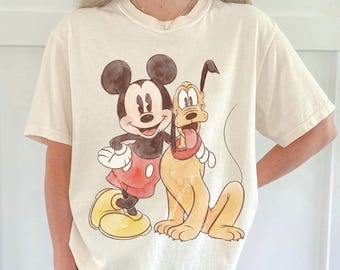 Mickey & Friends Comfort Colors Shirt, Mickey And Pluto Shirt, Mickey Friends Shirt, WDW Disneyland Family Holiday Vacation Girl Trip Shirt
