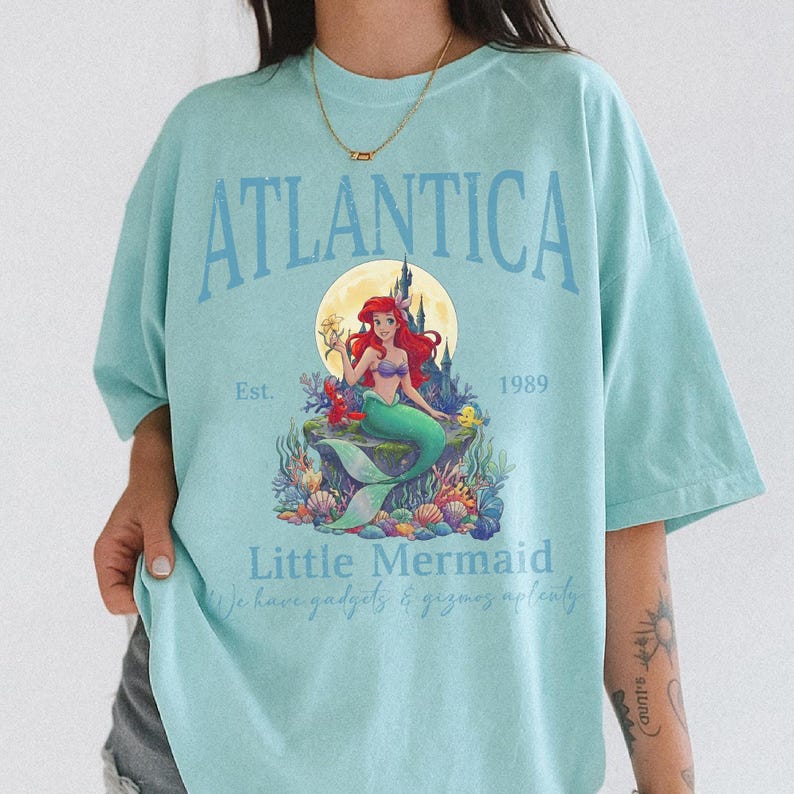 Disney Lilla Sjöjungfrun-tröja, Atlantica est 1989-tröja, Ariel sjöjungfru-tröja, Disney Prinsess-tröja, Vintage Retro Ariel-tröja, Disney-tröja bild 6