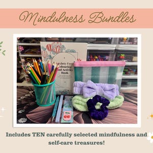Kit de atividades de mindfulness: lápis de cor, faixa de cabelo para spa e muito mais!