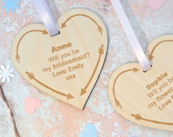 Will You Be My Bridesmaid? Arrow Wooden Decoration Heart