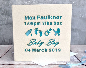 New Baby Personalised Laser Cut Card, Custom Baby Card