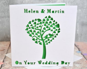 Wedding Heart Tree personalised laser cut card - Congratulation Card